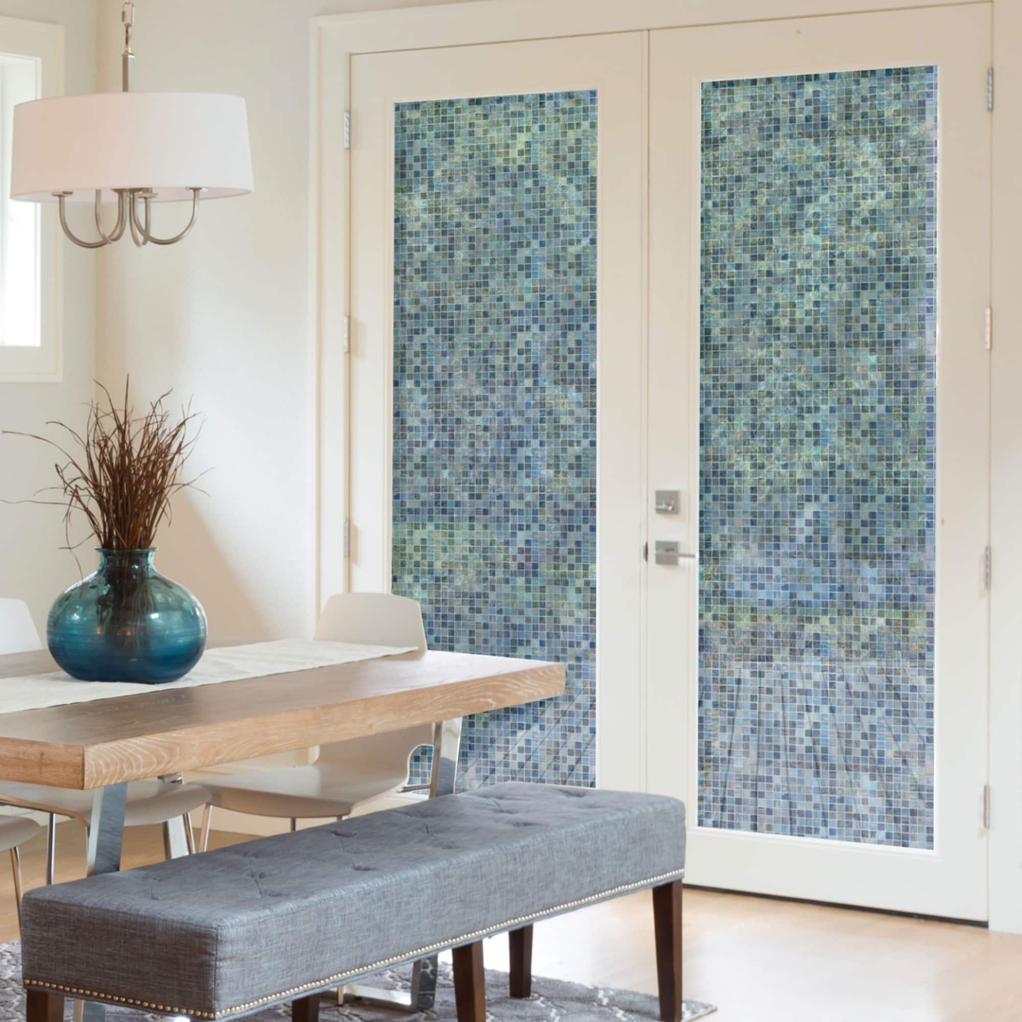 RoomMates Blue Mosaic Privacy Window Film
